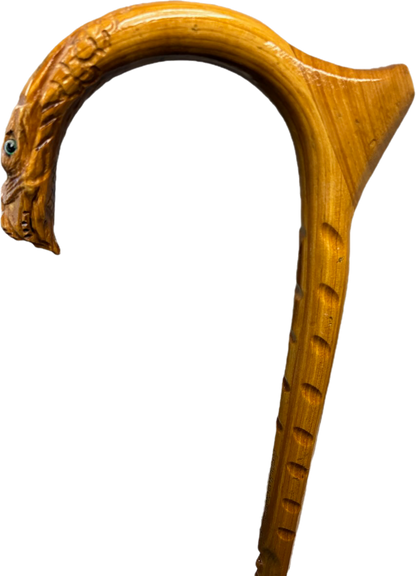 Dragon head cane with palm rest and band holders
