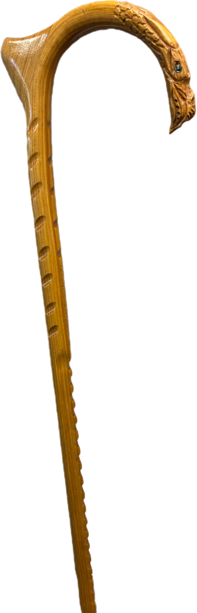 Dragon head cane with palm rest and band holders